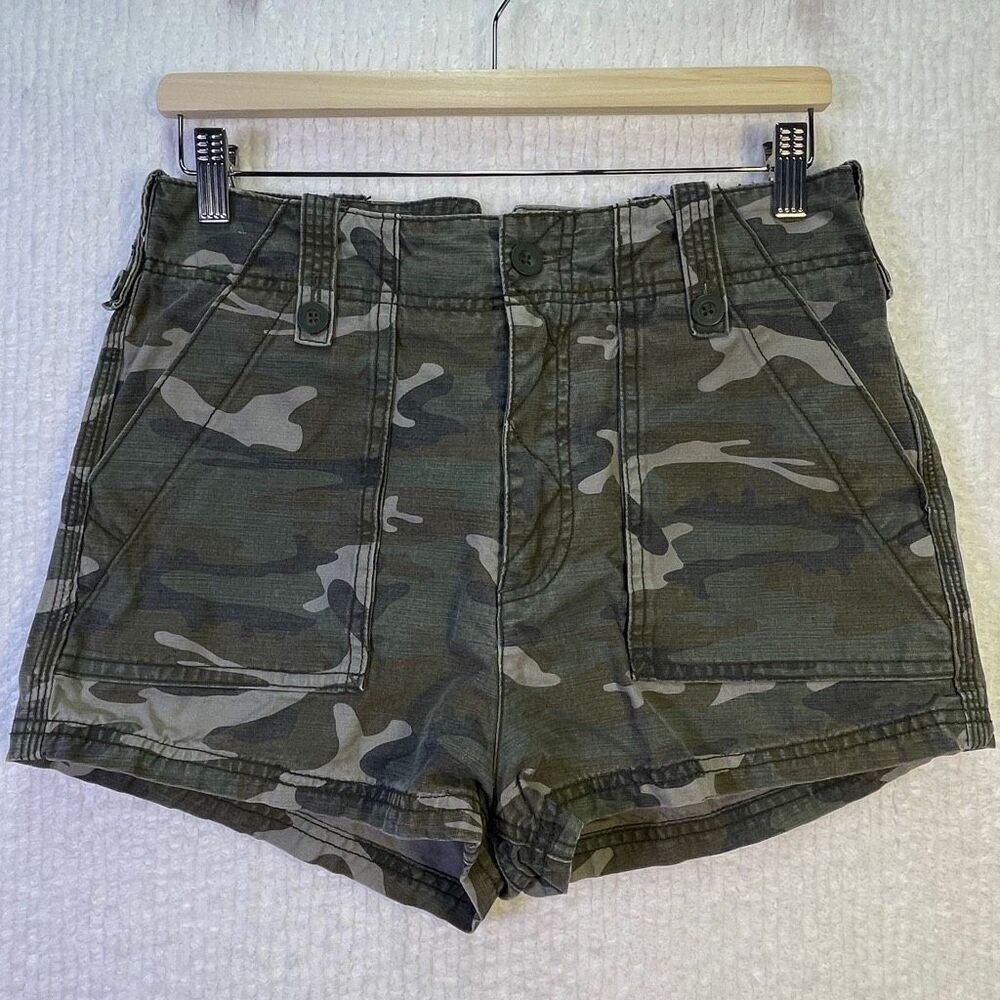 Free People High Waist Camo Utility Shorts